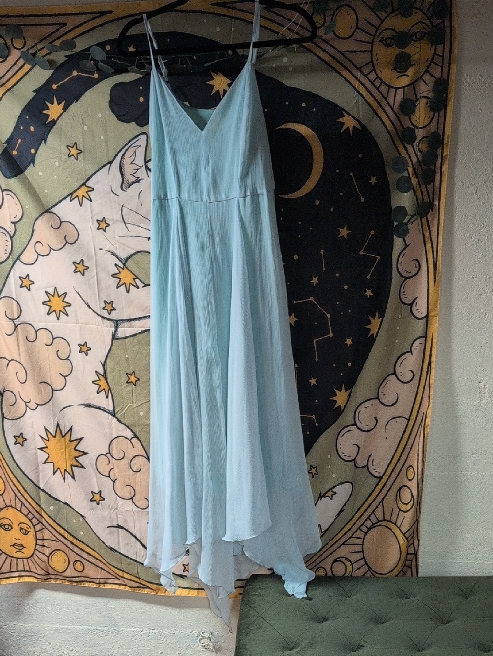 Joyfolie Light Blue Spaghetti Strap High-Low Maxi Dress